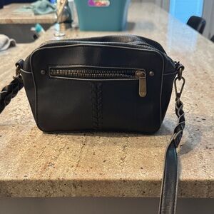 Elegant Black Crossbody Bag with Braided Strap